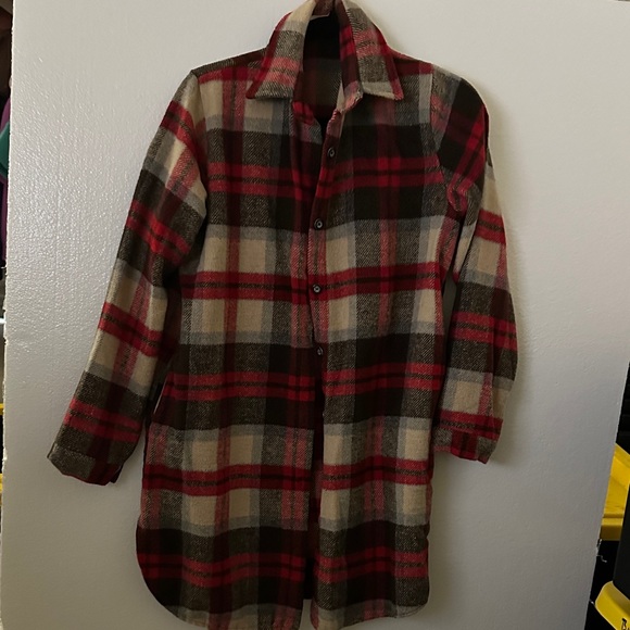 Impressions Jackets & Blazers - Impressions Red and Brown Plaid Coat